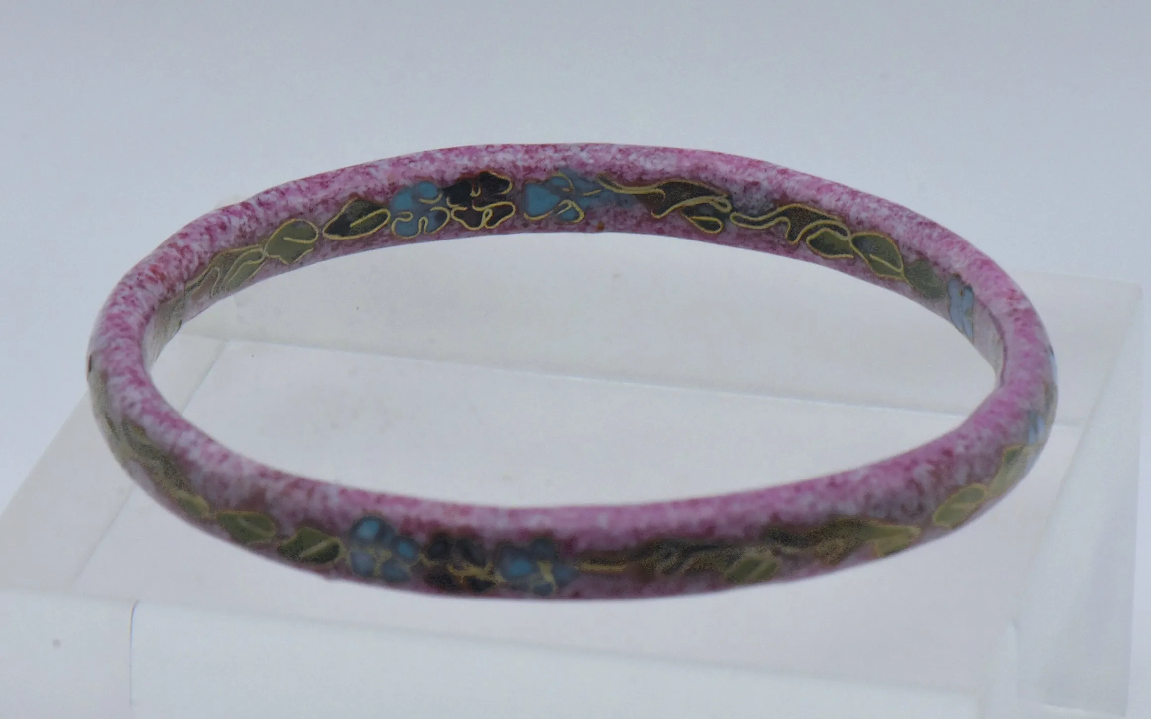 Vintage Purplish Pink Cloisonne Enamel Bangle Bracelet