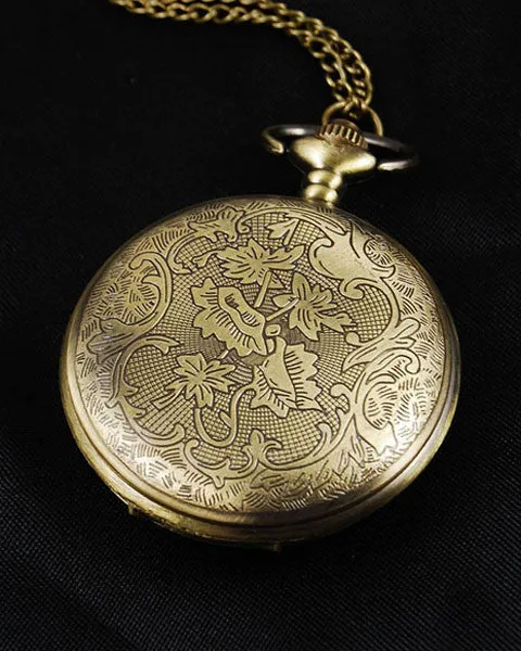 Vintage Style Art Deco Pocket Watch Pendant Necklace 2