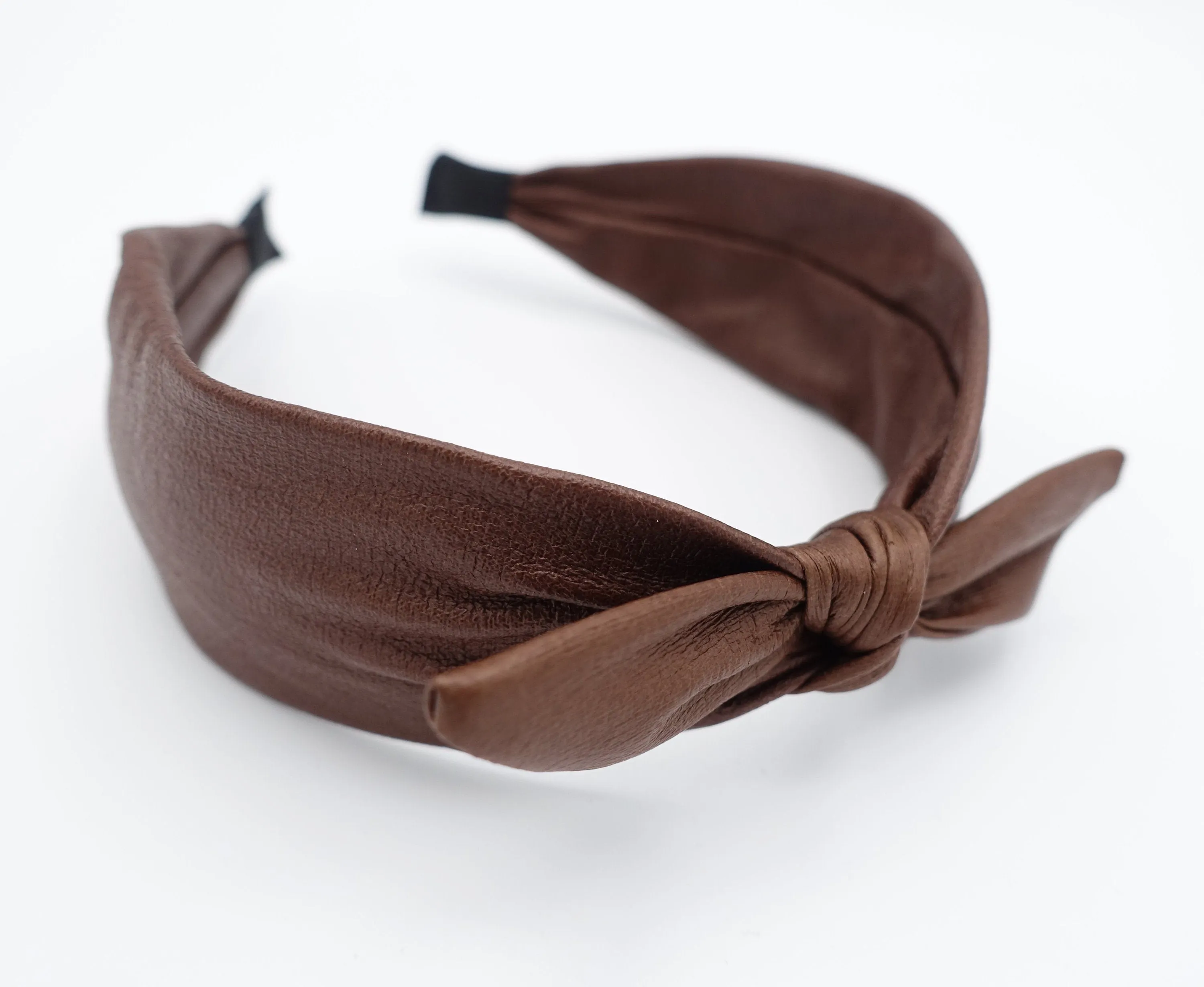 wired bow knot headband faux leather hairband women hair accessories