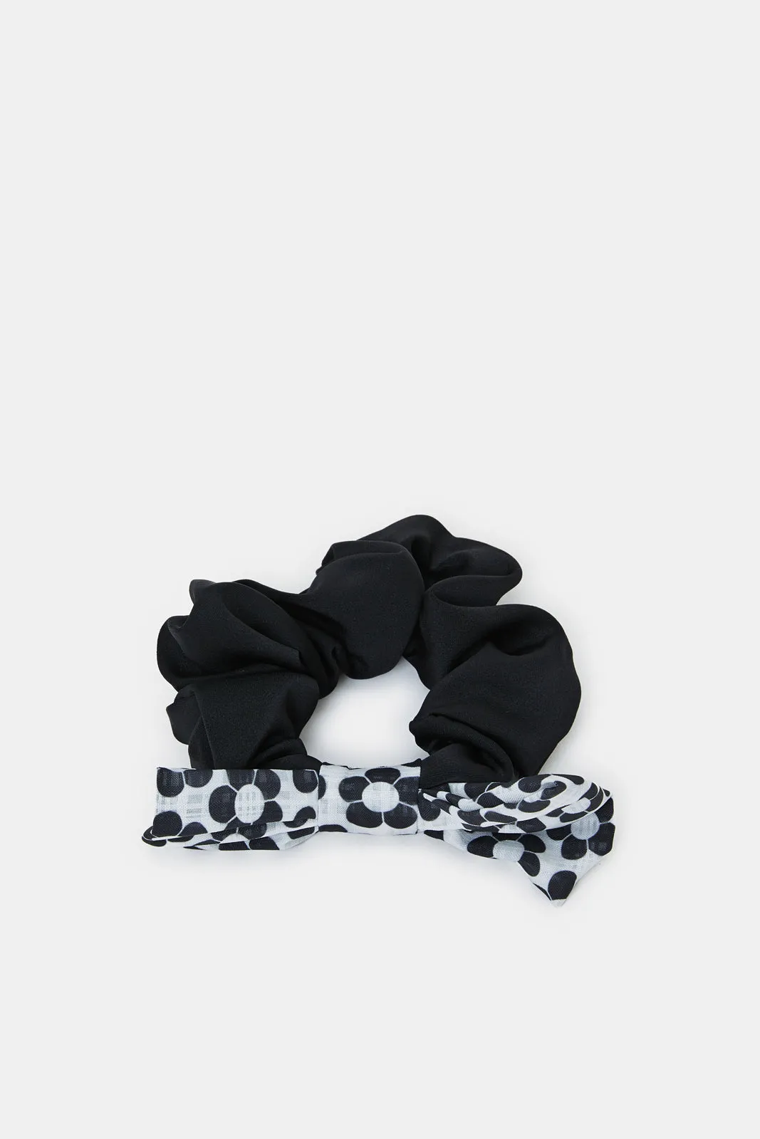 Women Black And White Headband With Scrunchy Set (Pack of 2)