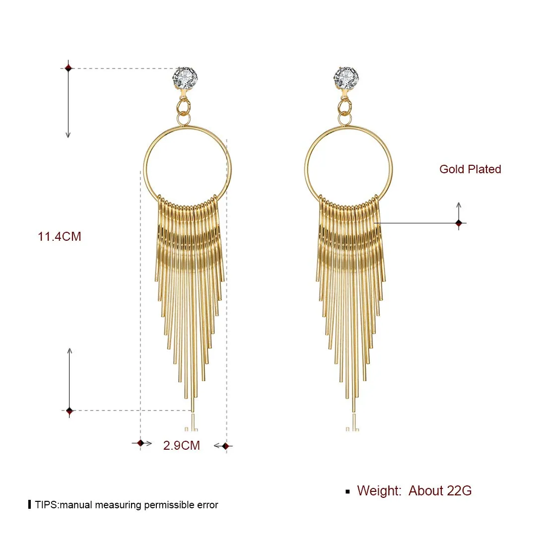 Yellow Chimes Golden Strings Gold Chandelier Earring for Women & Girls