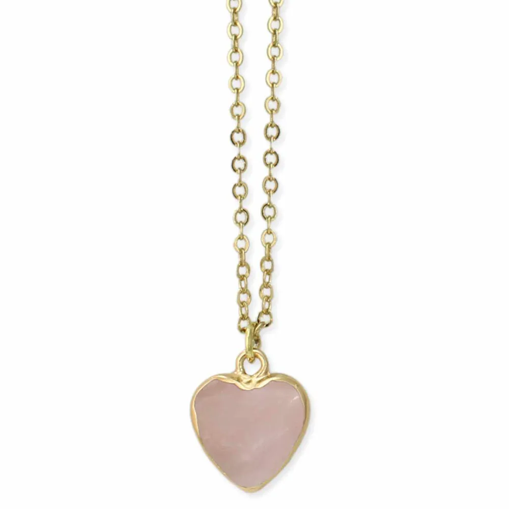 Zad Gemstone Heart Rose Quartz Necklac