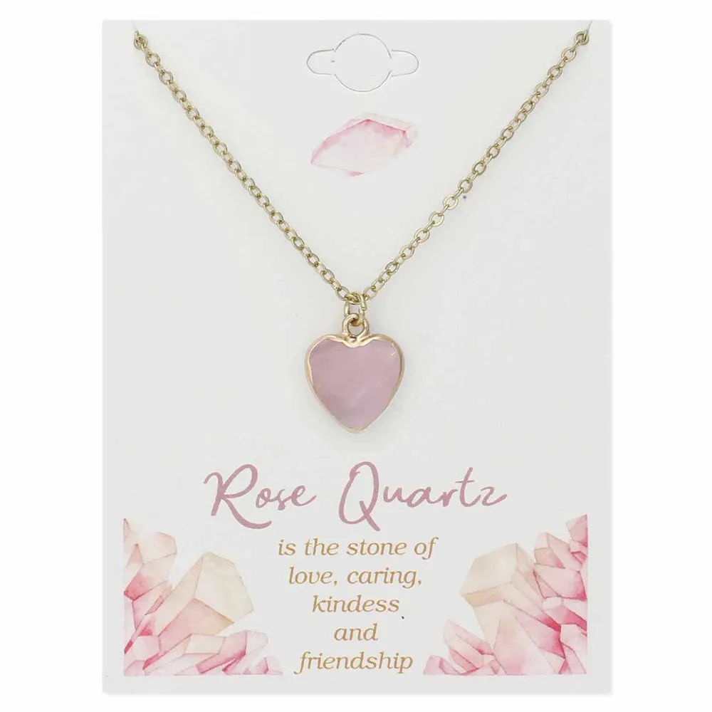 Zad Gemstone Heart Rose Quartz Necklac