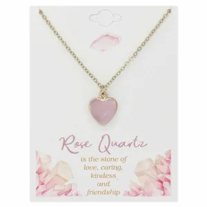 Zad Gemstone Heart Rose Quartz Necklac